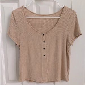 American Eagle Outfitters Yellow + White Striped Short Sleeve S Small NWOT